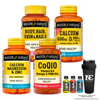 COMBO MASON- MULTIVITA. PARA CABELLO + CALCIO 600MG D3 800IU +CALCIO,MAGNESIO Y ZINC + CoQ10 +SHAKER