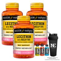 COMBO VITAMINAS MASON NATURAL - 3 LECITINA KELP B6 (100 SOFTG) + SHAKER