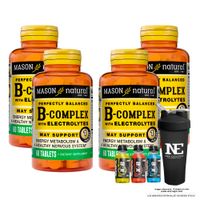COMBO VITAMINAS MASON NATURAL - 4 COMPLEJO B CON ELECTROLITOS (60 TAB) + SHAKER