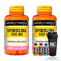 COMBO VITAMINAS MASON NATURAL - 2 ESPIRULINA 500 MG (100 TAB) + SHAKER