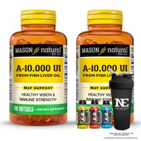 COMBO VITAMINAS MASON NATURAL - 2 VITAMINA A 10,000 UI FROM FISH LIVER OIL (100 SOFTG) + SHAKER