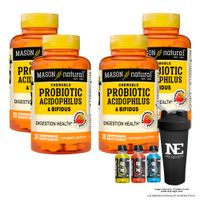 COMBO VITAMINAS MASON NATURAL - 4 PROBIÓTICO ACIDOPHILUS & BIFIDUS (30 COMP MAST) + SHAKER