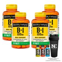 COMBO VITAMINAS MASON NATURAL - 4 VITAMINA B-1 100 MG (100 TAB) + SHAKER