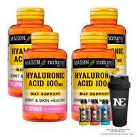 COMBO VITAMINAS MASON NATURAL - 4 ÁCIDO HIALURÓNICO 100 MG (30 CAP) + SHAKER