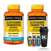 COMBO VITAMINAS MASON NATURAL - 2 GLUCOSAMINA CONDROITINA CON ÁCIDO HIALURÓNICO (60 CAP) + SHAKER