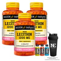 COMBO VITAMINAS MASON NATURAL - 3 LECITINA DE SOYA 1200 MG (100 SOFTG) + SHAKER