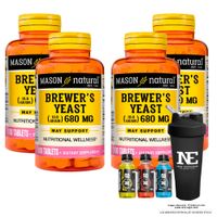 COMBO VITAMINAS MASON NATURAL - 4 LEVADURA DE CERVEZA 680 MG (100 TAB) + SHAKER