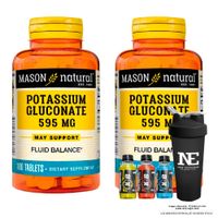 COMBO VITAMINAS MASON NATURAL - 2 GLUCONATO DE POTASIO 595 MG (100 TAB) + SHAKER