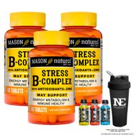 COMBO VITAMINAS MASON NATURAL - 3 STRESS FORMULA B-COMPLEX CON ANTIOXIDANTES+ZINC (60 TAB) + SHAKER