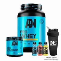 COMBO ADN NUTRITION - PRO WHEY 1.100 KG. VAINILLA + 100% CREATINE ADN 500 GR. + SHAKER