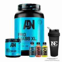 COMBO ADN NUTRITION - PRO MASS XL 2 KG. CHOCOLATE + 100% CREATINE ADN 500 GR. + SHAKER