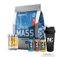 COMBO SUPREME NUTRITION - SUPREME MASS 10 LIBRAS VAINILLA + SUPREME BCAA 540GR. PIÑA COLADA + SHAKER