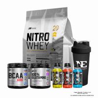 COMBO UNIVERSE - NITRO WHEY 5 KG. COOKIE + BCAA 490GR. FRUIT PUNCH + 100% GLUTAMINE 500 GR. + SHAKER