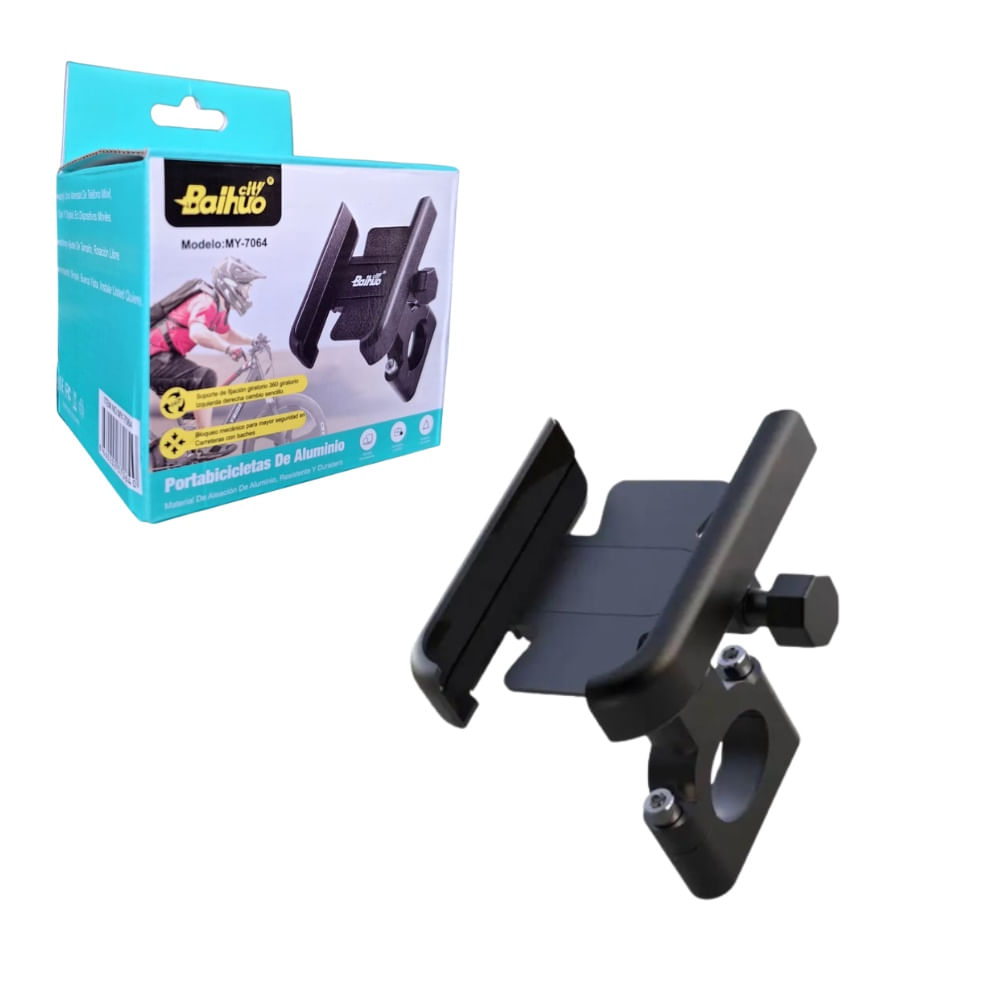 Holder Soporte De Metal Aluminio Para Moto O Bicicleta Manillar Timon MY-7064 Negro