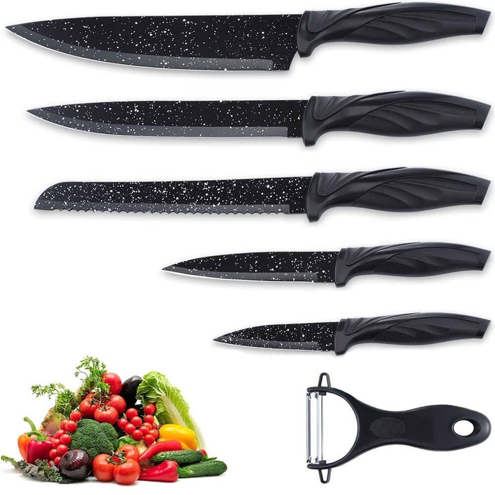 Set de Cuchillos de Cocina Juego de 6 Piezas acero Inoxidable Mango Ergonomico Set de Cuchillos de Cocina Juego de 6 Piezas acero Inoxidable Mango Ergonomico