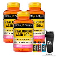 COMBO VITAMINAS MASON NATURAL - 3 ÁCIDO HIALURÓNICO 100 MG (30 CAP) + SHAKER