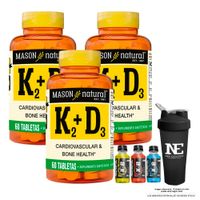 COMBO VITAMINAS MASON NATURAL - 3 VITAMINA K2 + D3 (60 TAB) + SHAKER
