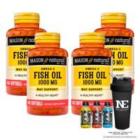 COMBO VITAMINAS MASON NATURAL - 4 OMEGA 3 FISH OIL 1000 MG (60 SOFTG) + SHAKER