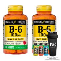 COMBO VITAMINAS MASON NATURAL - 2 VITAMINA B-6 100 MG (100 TAB) + SHAKER