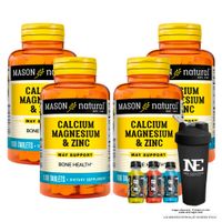 COMBO VITAMINAS MASON NATURAL - 4 CALCIO, MAGNESIO Y ZINC (100 TAB) + SHAKER