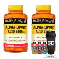 COMBO VITAMINAS MASON NATURAL - 2 ÁCIDO ALFA LIPOICO 600 MG (30 CAP) + SHAKER
