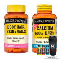 COMBO VITAMINAS MASON - MULTIVITAMÍNICO PARA CABELLO, PIEL Y UÑAS + CALCIO 600MG D3 800IU + SHAKER
