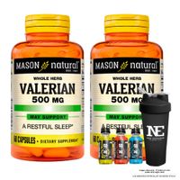 COMBO VITAMINAS MASON NATURAL - 2 VALERIANA 500 MG (60 CAP) + SHAKER