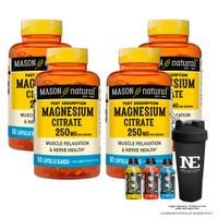 COMBO VITAMINAS MASON NATURAL - 4 CITRATO DE MAGNESIO (60 SOFTG) + SHAKER