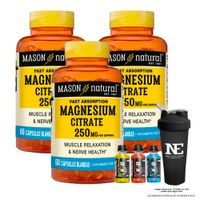 COMBO VITAMINAS MASON NATURAL - 3 CITRATO DE MAGNESIO (60 SOFTG) + SHAKER