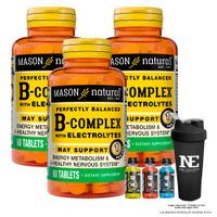 COMBO VITAMINAS MASON NATURAL - 3 COMPLEJO B CON ELECTROLITOS (60 TAB) + SHAKER