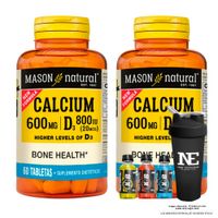 COMBO VITAMINAS MASON NATURAL - 2 CALCIO 600MG D3 800IU (20 MCG) (60 TAB) + SHAKER
