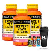 COMBO VITAMINAS MASON NATURAL - 3 LEVADURA DE CERVEZA 680 MG (100 TAB) + SHAKER