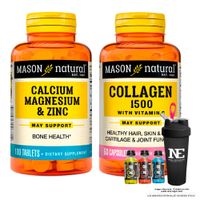 COMBO VITAMINAS MASON NATURAL -  CALCIO, MAGNESIO Y ZINC + COLÁGENO 1500 PLUS+BIOTINA + SHAKER