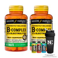 COMBO VITAMINAS MASON NATURAL - 2 COMPLEJO B CON ELECTROLITOS (60 TAB) + SHAKER