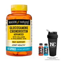 VITAMINAS MASON NATURAL - GLUCOSAMINA CONDROITINA CON ÁCIDO HIALURÓNICO Y COLÁGENO (60 CAP) + SHAKER