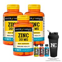 COMBO VITAMINAS MASON NATURAL - 3 ZINC 30 MG (100 TAB) + SHAKER