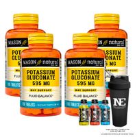 COMBO VITAMINAS MASON NATURAL - 4 GLUCONATO DE POTASIO 595 MG (100 TAB) + SHAKER