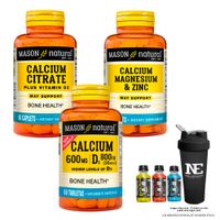 COMBO VITAMINAS MASON - CITRATO DE CALCIO + CALCIO,MAGNESIO Y ZINC + CALCIO 600MG D3 800IU + SHAKER
