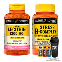 COMBO VITAMINAS MASON NATURAL- LECITINA DE SOYA + STRESS FORMULA B-COMPLEX CON ANTIOXIDANTES +SHAKER