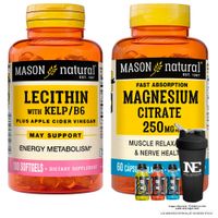 COMBO VITAMINAS MASON NATURAL - LECITINA KELP B6 (100 SOFTG)+ CITRATO DE MAGNESIO (60 SOFTG) +SHAKER