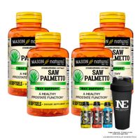 COMBO VITAMINAS MASON NATURAL - 4 SAW PALMETTO EXTRACTO ESTANDARIZADO 160 MG (60 SOFTG) + SHAKER