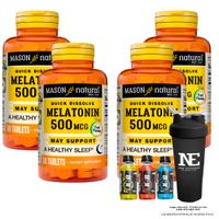 COMBO VITAMINAS MASON NATURAL - 4 MELATONINA 500 MCG (60 TAB SUBLINGUAL) + SHAKER