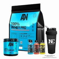COMBO ADN NUTRITION - 100% WHEY PRO 3 KG. VAINILLA + 100% GLUTAMINE ADN 500 GR. NATURAL + SHAKER