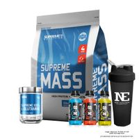 COMBO SUPREME NUTRITION - SUPREME MASS 10 LIBRAS VAINILLA + SUPREME 100% GLUTAMINE 500 GR. + SHAKER