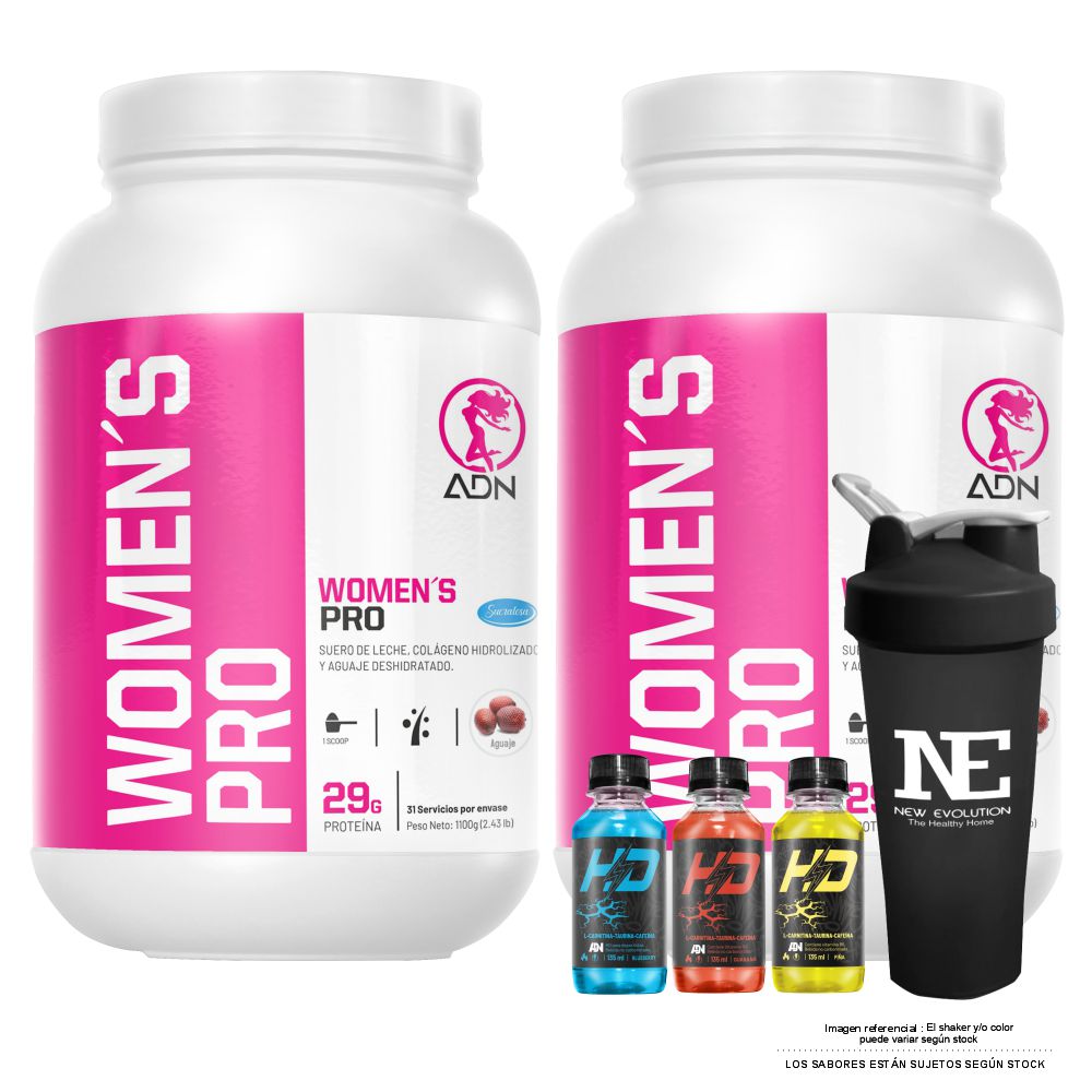 COMBO ADN WOMEN'S - 2 WOMEN'S PRO 1.100 KG. VAINILLA + SHAKER