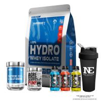 COMBO SUPREME - HYDRO WHEY 5.5 LIBRAS VAINILLA + GLUTAMINE 500G + AGRESSIVE PUMP 350G SANDIA +SHAKER