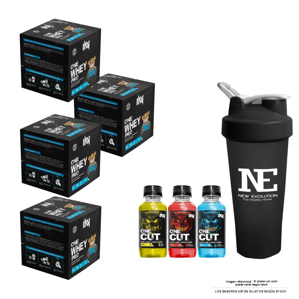 COMBO INNOVATE NUTRITION - 4 ONE WHEY PRO CAJA 10 UNID. COOKIE + SHAKER