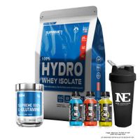 COMBO SUPREME NUTRITION - HYDRO WHEY ISOLATE 5.5 LIBRAS CHOCOLATE + SUPREME GLUTAMINE 500GR. +SHAKER