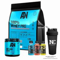 COMBO ADN NUTRITION - 100% WHEY PRO 3 KG. CHOCOLATE + BCAA 8000 540 GR. MANZANA + SHAKER