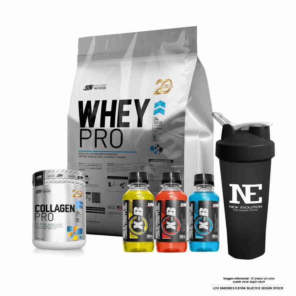 COMBO UNIVERSE NUTRITION - WHEY PRO 5 KG. CHOCOLATE + COLLAGEN PRO 500 GR. SANDIA + SHAKER